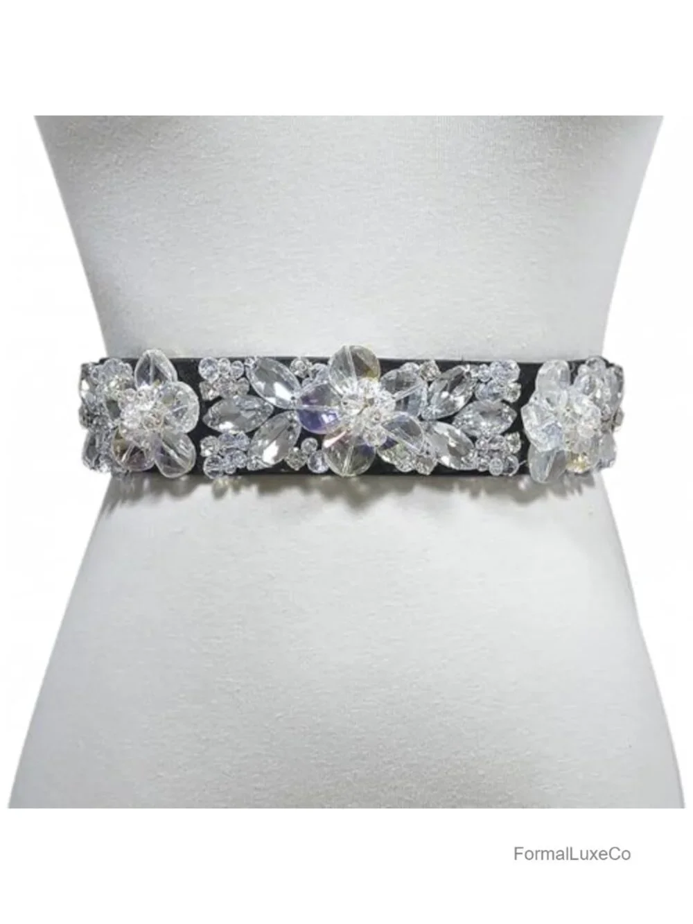 Luxury Crystal Waist Belt Thin Elastic Stretch Belt for Women Wedding Corset